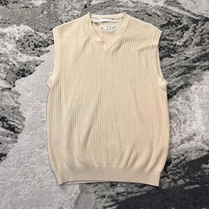 Cutter & Buck NECA Sweater Vest Mens Small Beige‎ Knit Ribbed Cotton Old Money